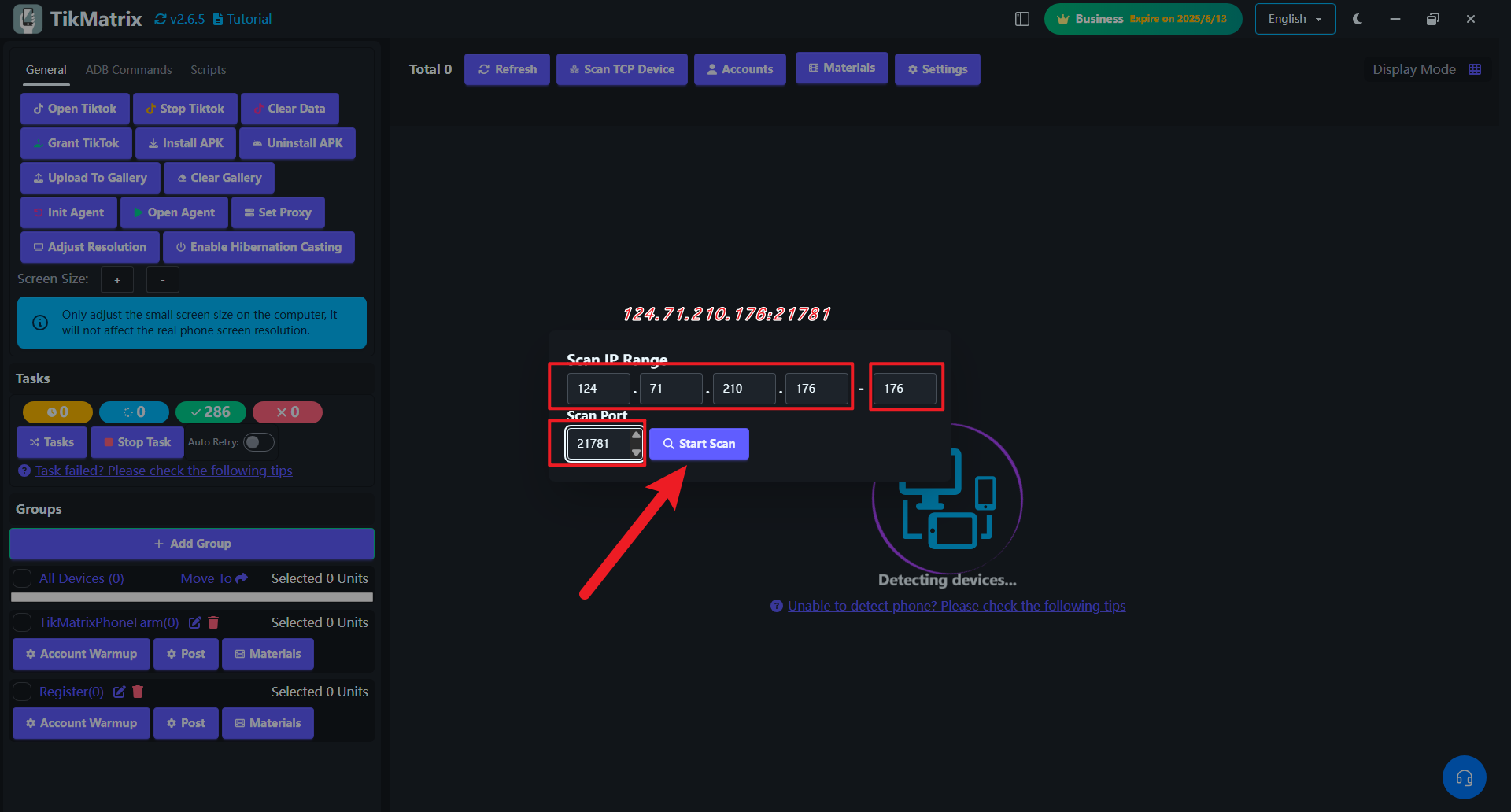 Scan TCP Devices